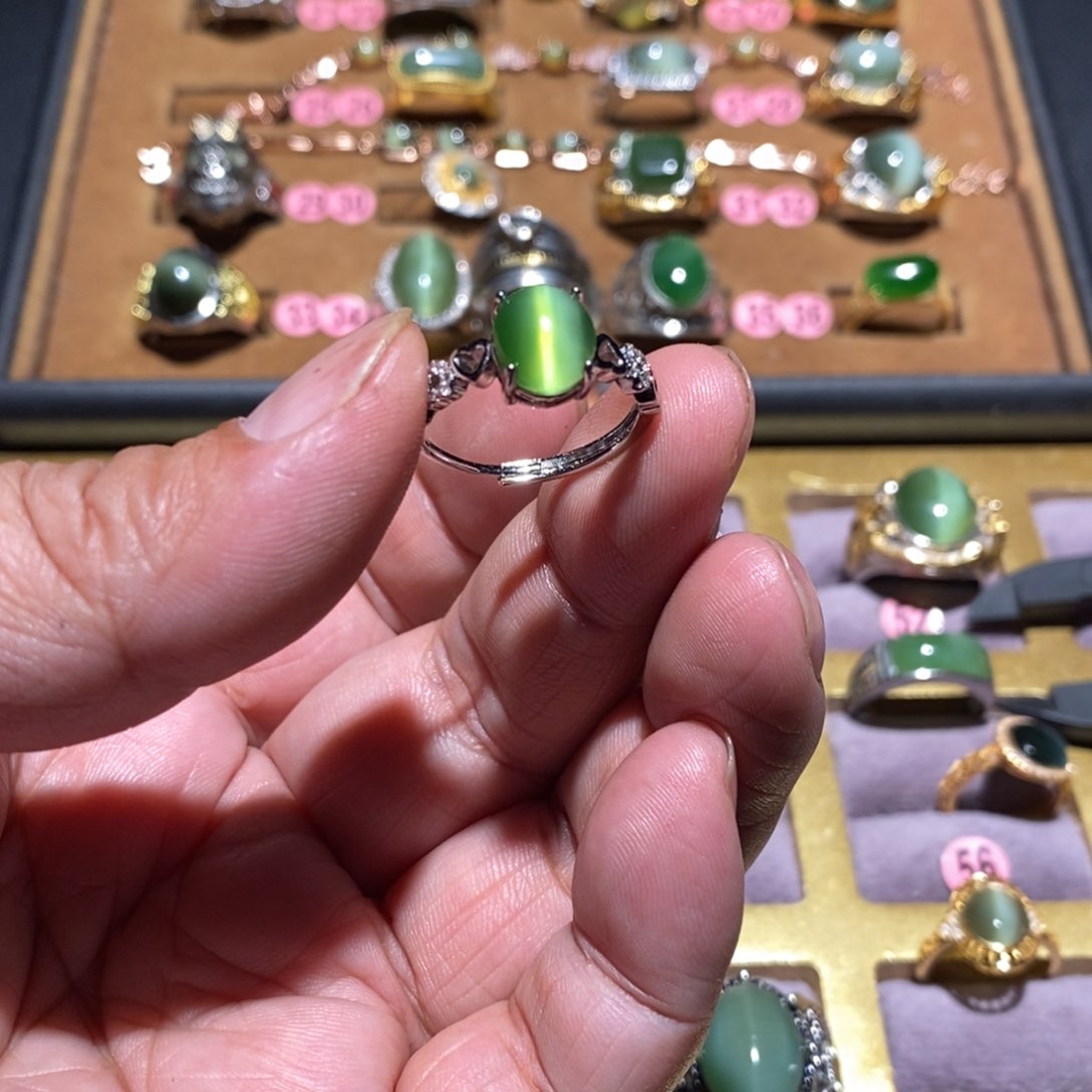 和田玉（碧玉）戒指未镶嵌用****4