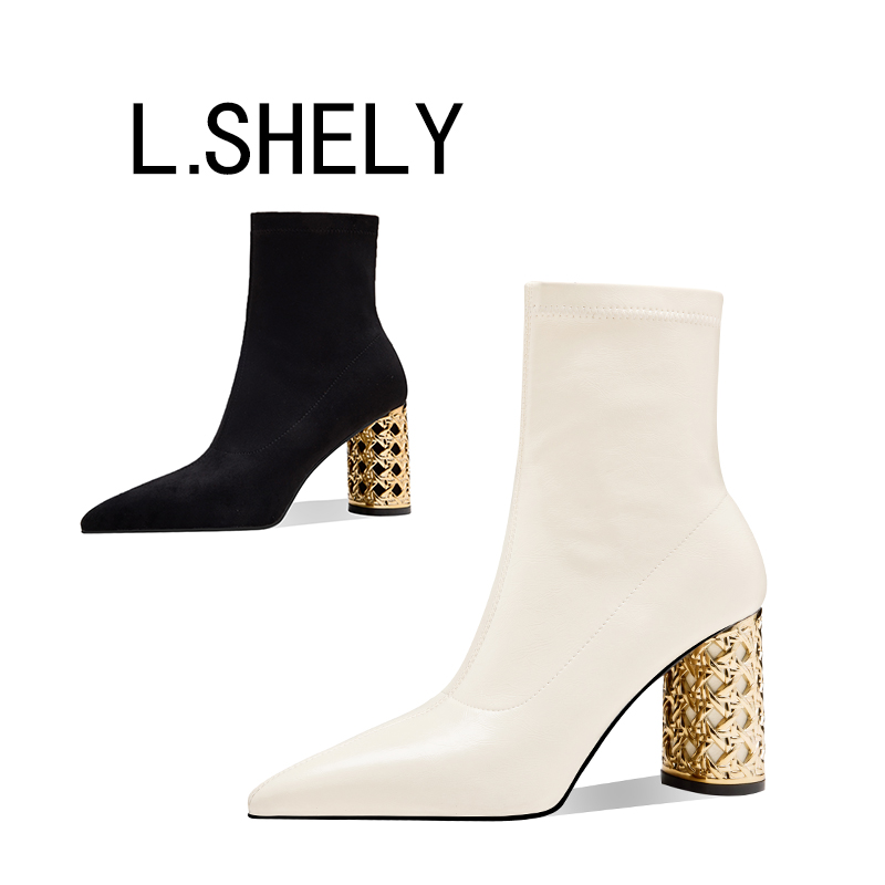 【8厘米】2025年秋冬不累脚高跟粗跟弹力瘦瘦靴高跟短靴高级感