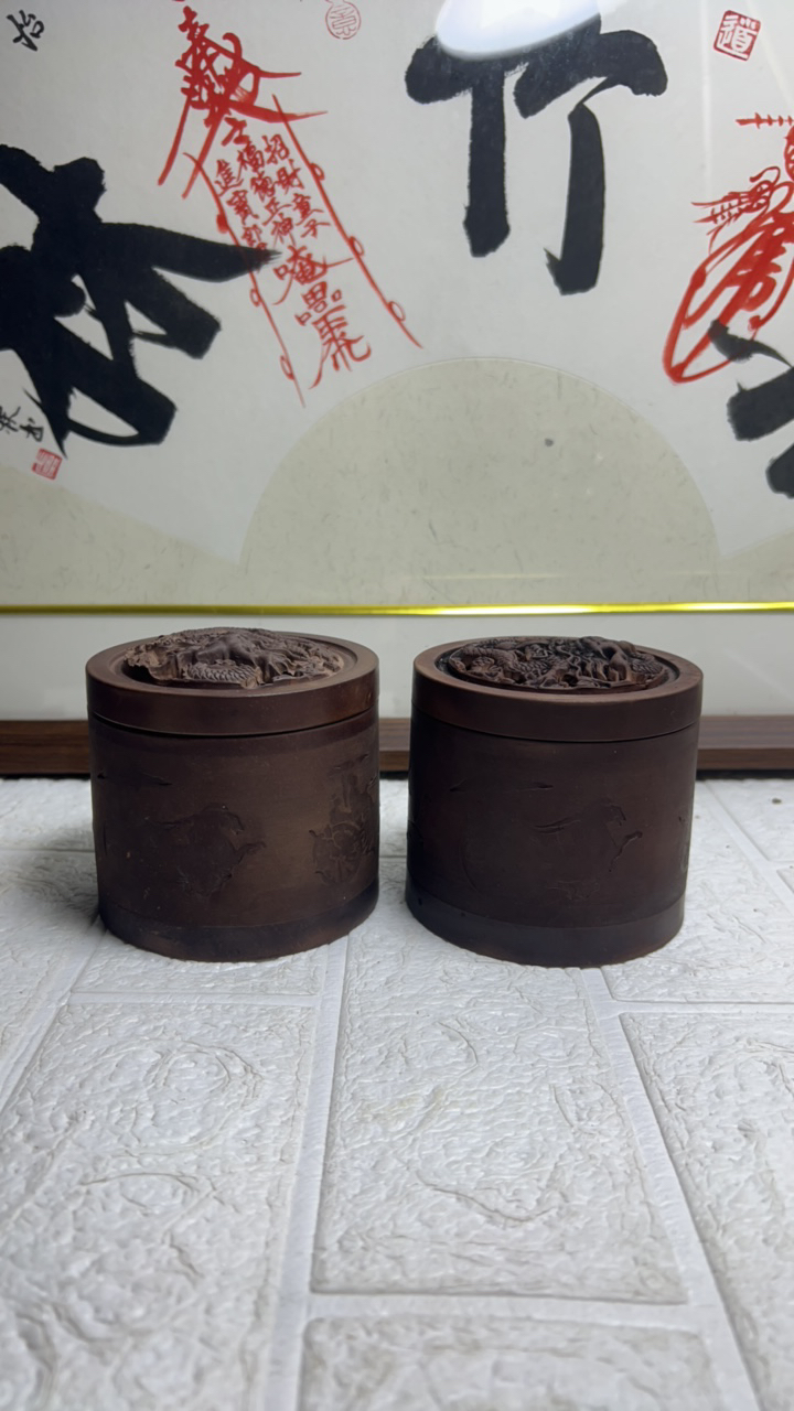鸣虫用具黑虫油葫芦栗子棕直筒叫罐1对