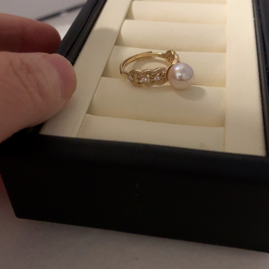 戒指银S925镶嵌海水珍珠