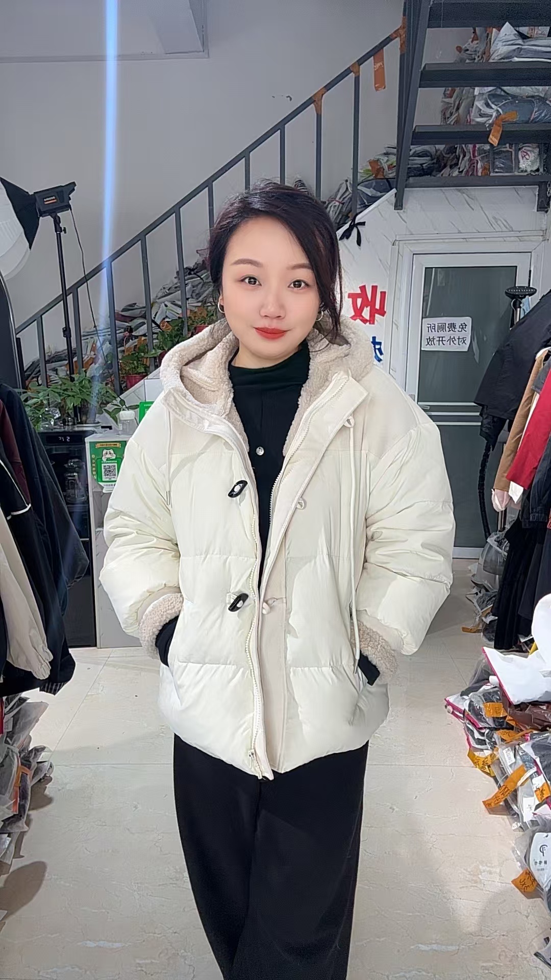 【楠楠专属】88122牛角扣休闲戴帽上衣冬季时尚连帽潮流网红