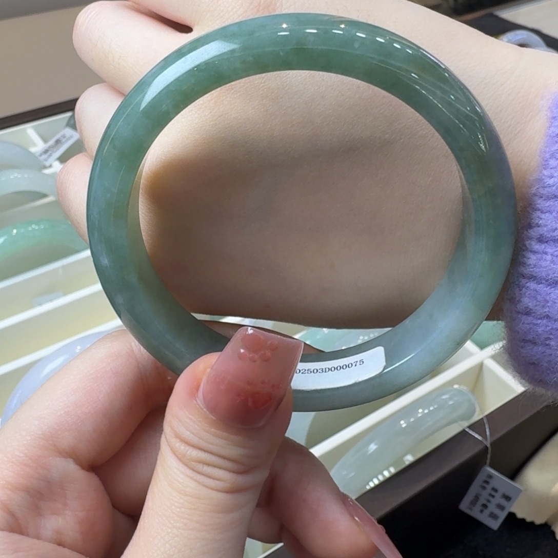 翡翠未镶嵌手镯油绿