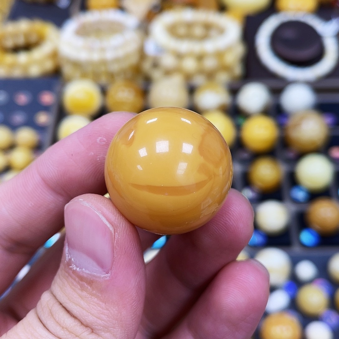 蜜蜡珠宝奇石未镶嵌25.6+mm氧化橘紅款｜圆珠·段掌柜