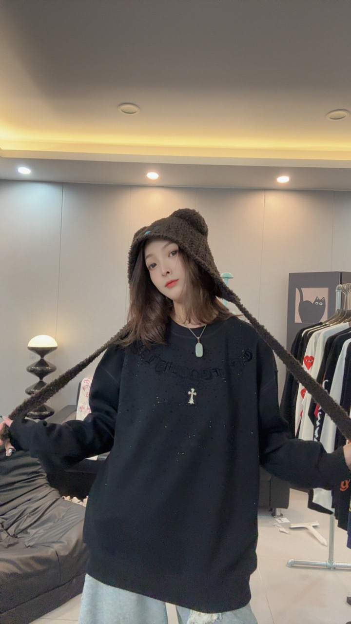 【W406】植绒满钻克 秋冬420G卫衣加绒加厚百搭时尚休闲男女同款