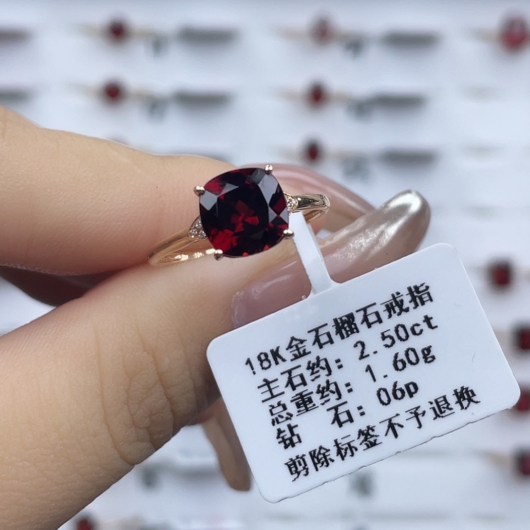 戒指石榴石18K金镶嵌