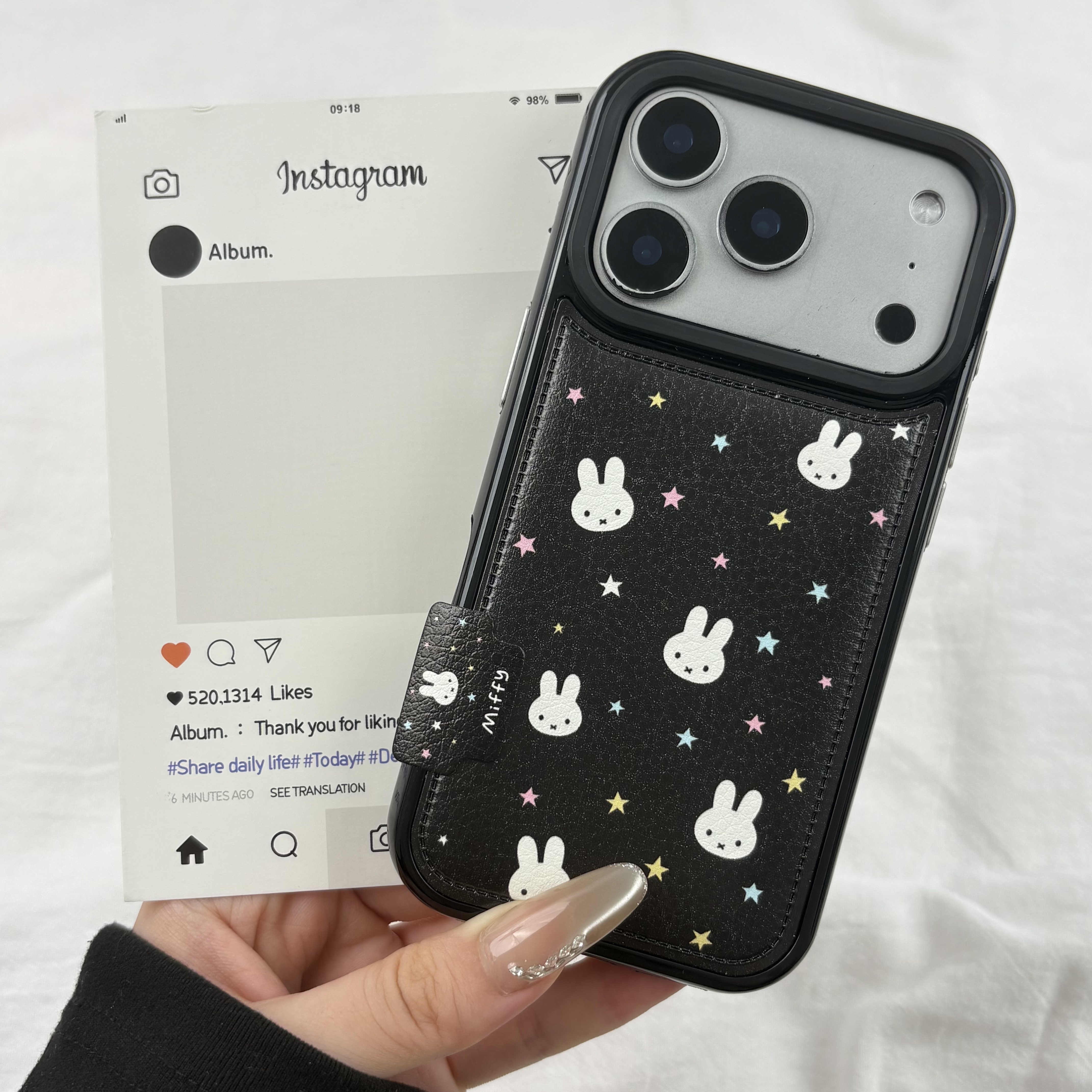 皮革黑底米菲适用于iPhone17promax苹果16手机壳15可爱1米菲