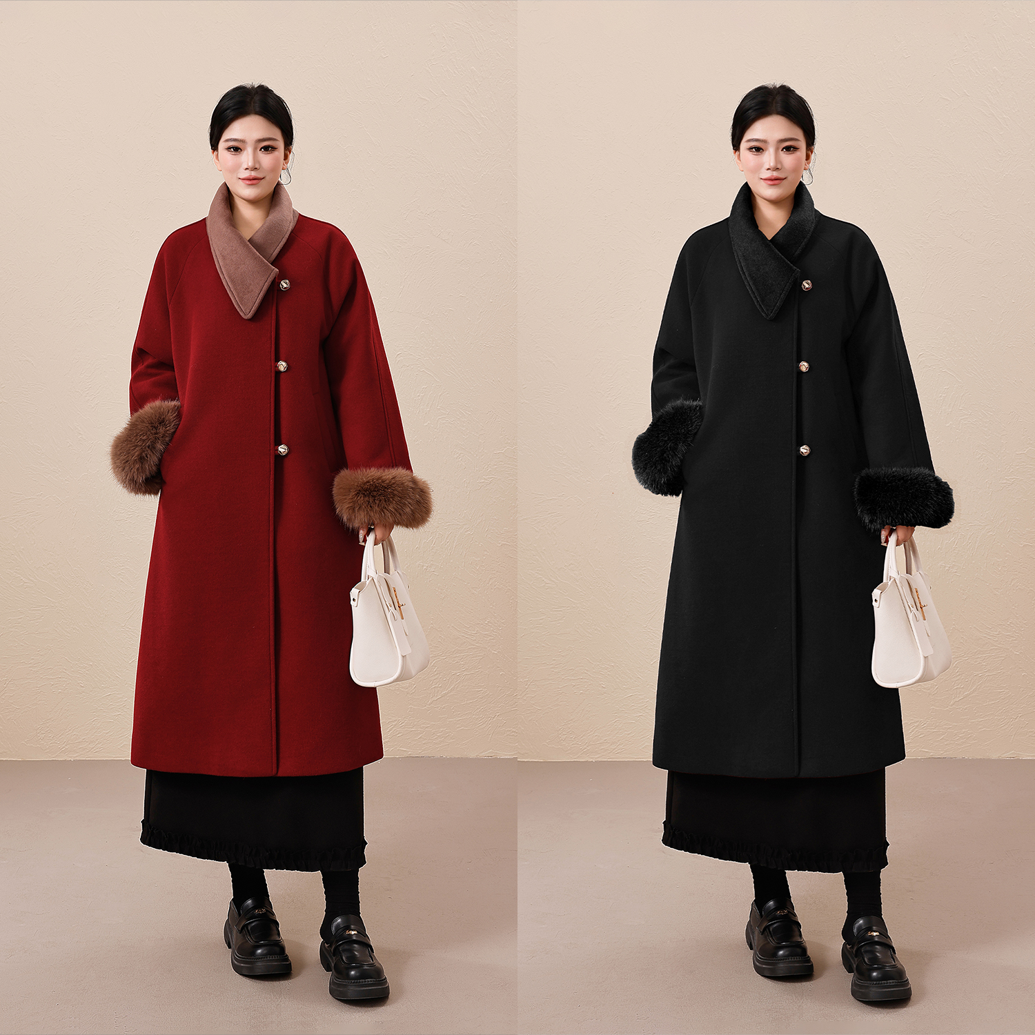 DM15726【伦敦周末】蛋妹大码女装微胖m秋冬显瘦毛呢大衣羽绒服