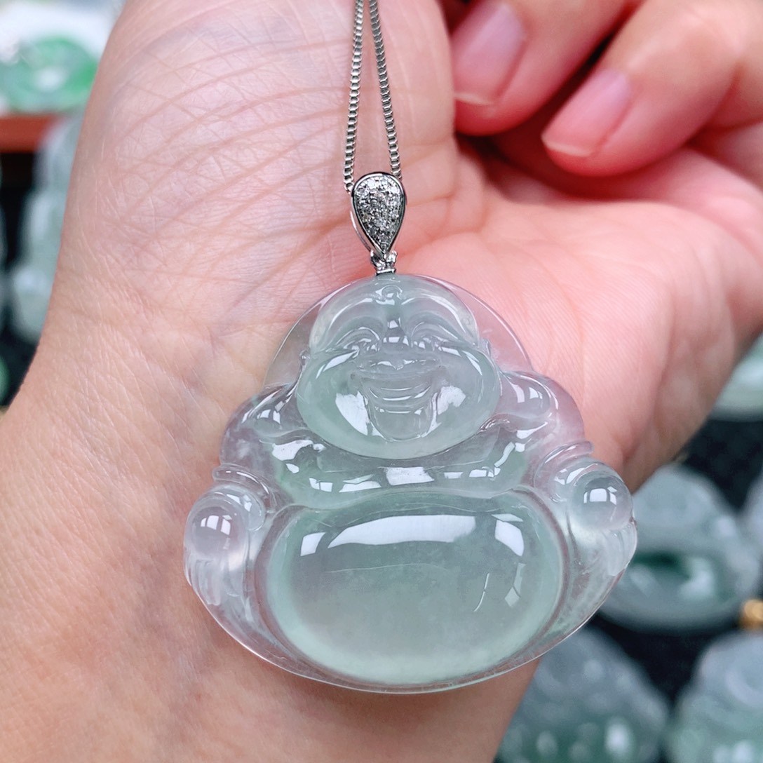 翡翠吊坠(不含链)18K金镶嵌