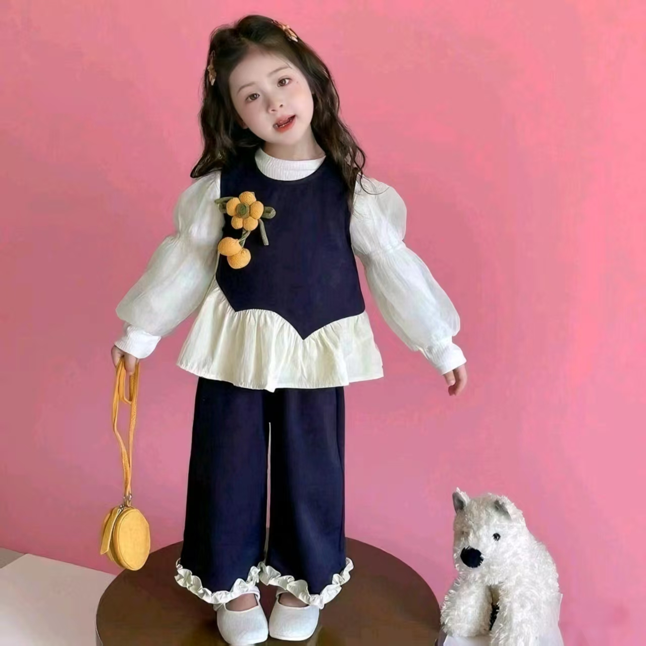 女童春秋款套装2025新款洋气时髦儿童向日葵女孩宝宝秋季秋装早秋