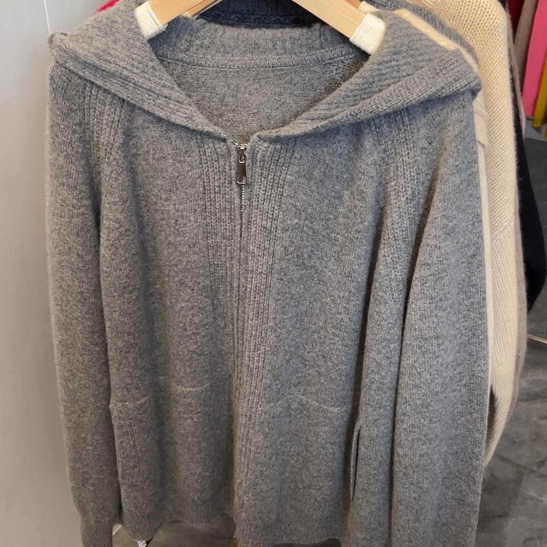 LP双拉链连帽羊绒开衫