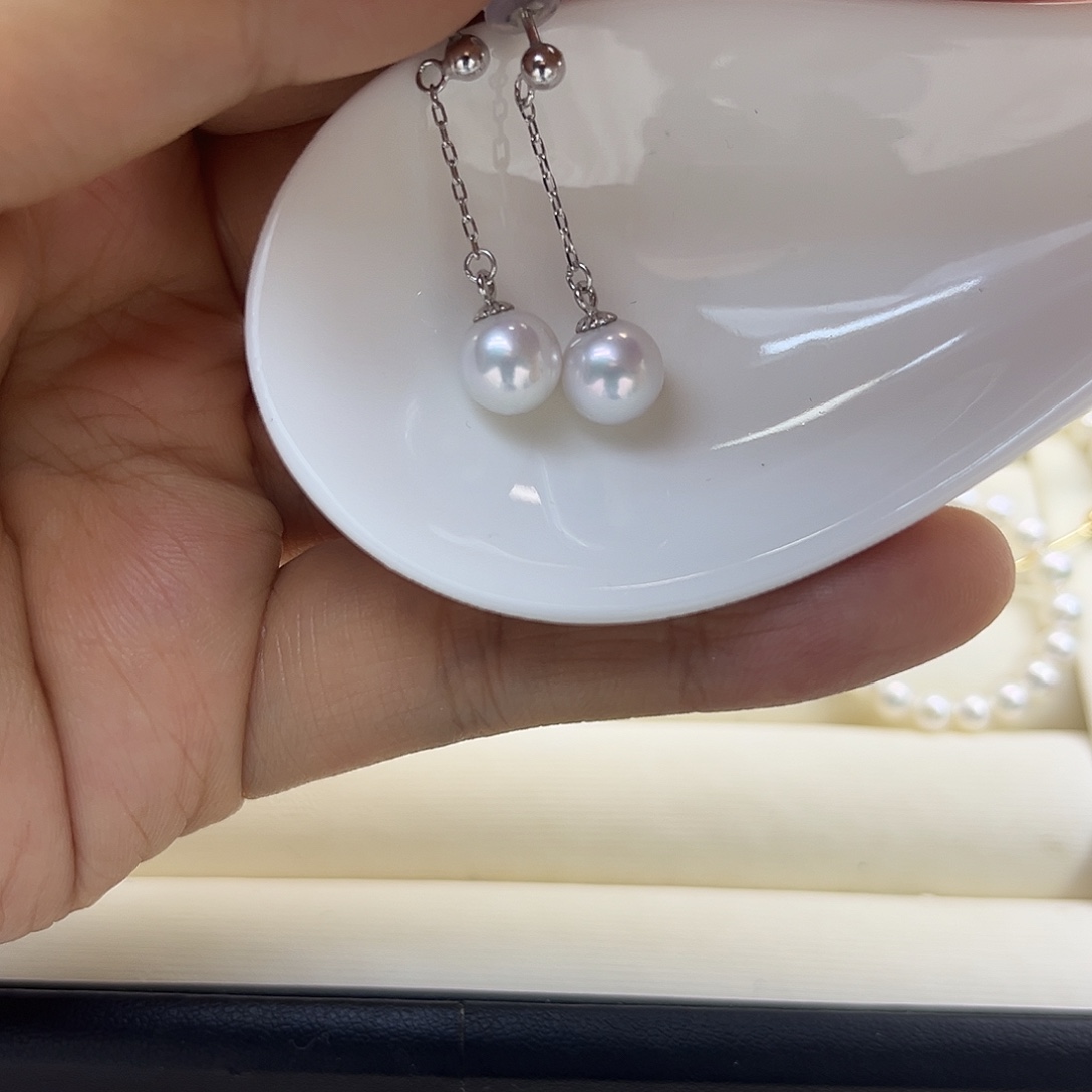 银S925镶嵌耳饰淡水珍珠