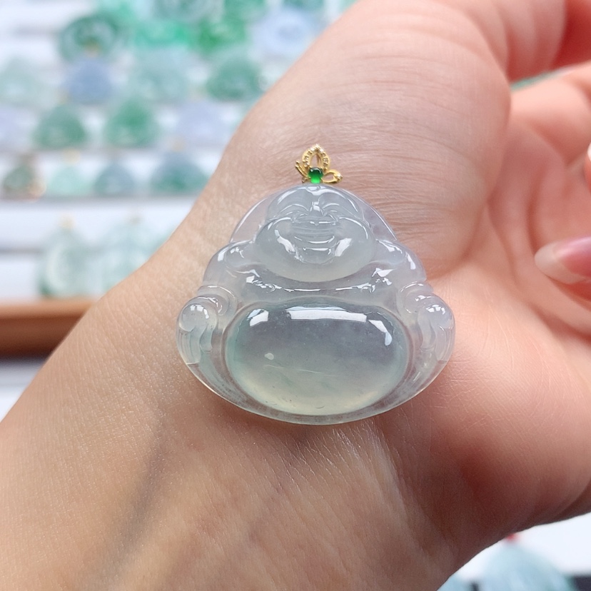 【闪购商品】翡翠吊坠(赠链)18K金镶嵌