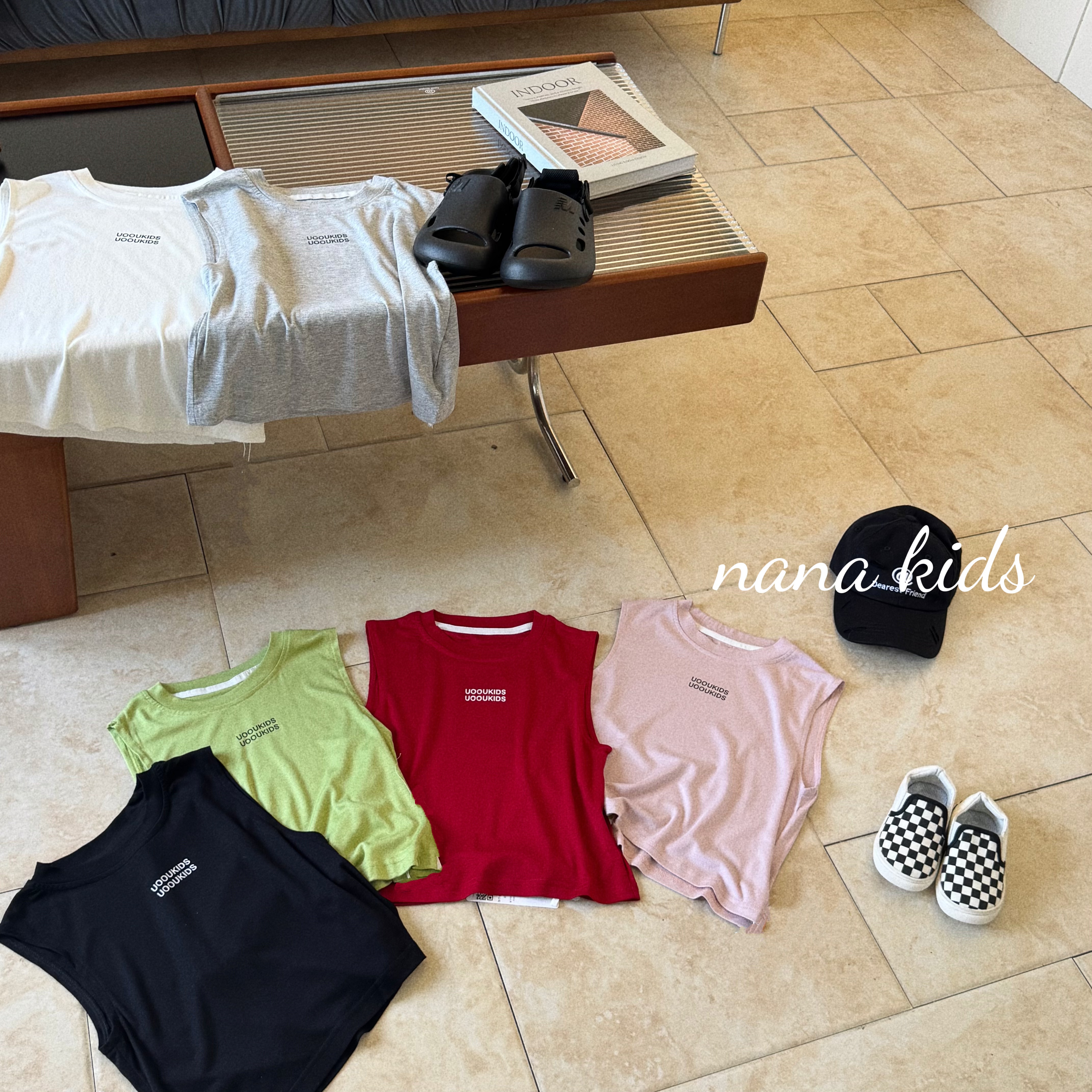 D-BQ24361Y【现货】韩版儿童六色无袖面膜背心