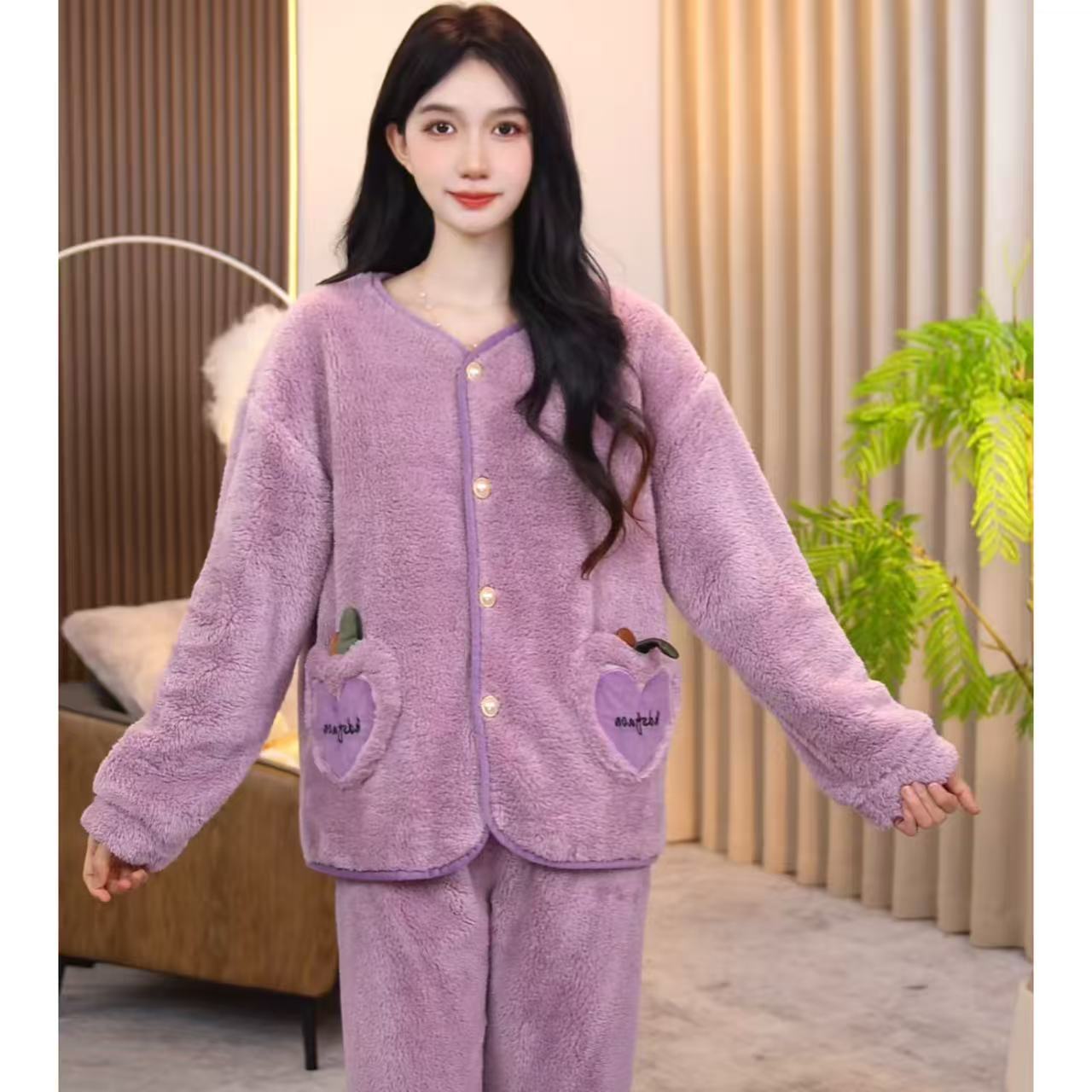 冬季新品【心想事成】舒适睡衣女士套装可外穿睡衣家居服CYY