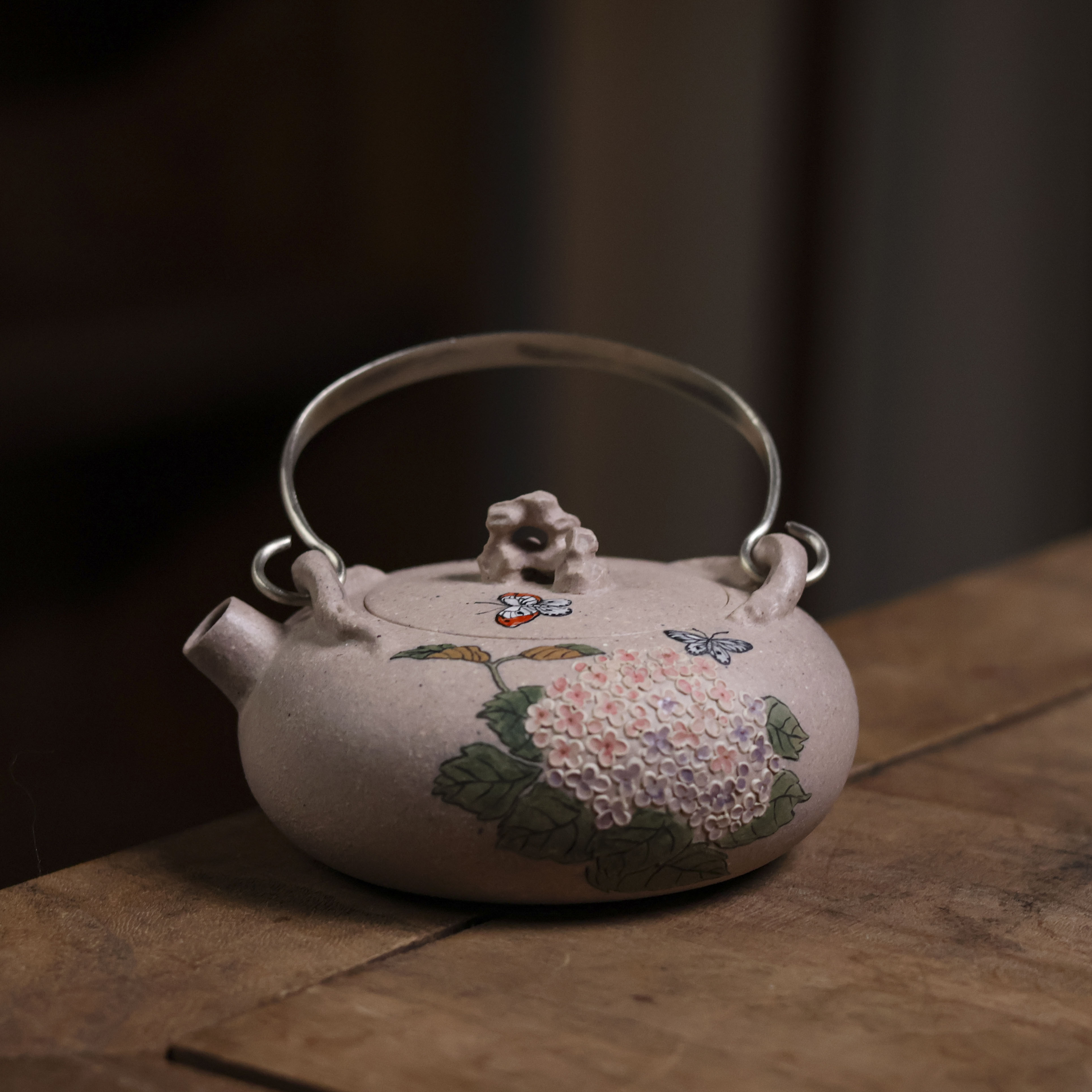 纳兰-嫣语玲珑桃花泥小壶（泥绘）100cc（YY010258）