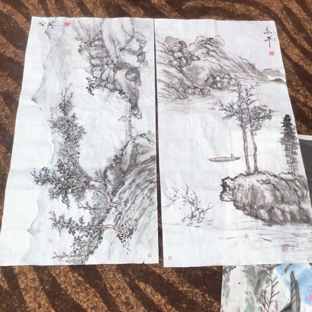 国画高长岭老师三尺两张绘画微瑕