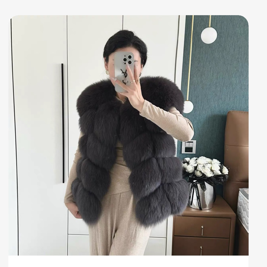 新款面包块狐狸毛高端小飞袖显瘦V领