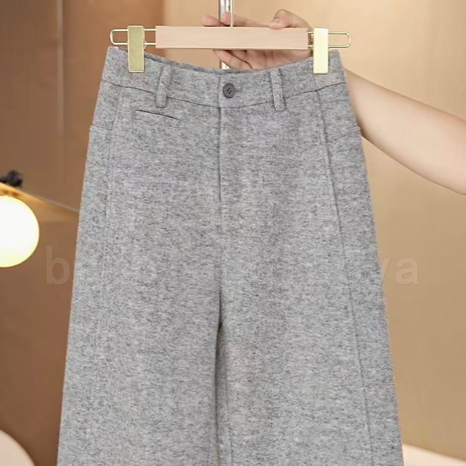 乔雅正品冬季羊毛直筒窄版小阔腿裤2573