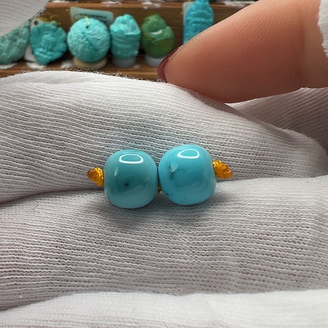 绿松石老型对珠 未镶嵌