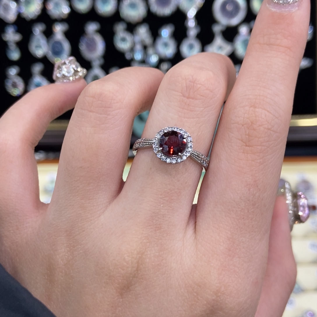 戒指银S925镶嵌石榴石