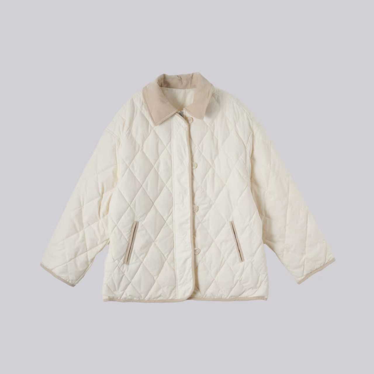 WKK    拼色领菱形格羽外套