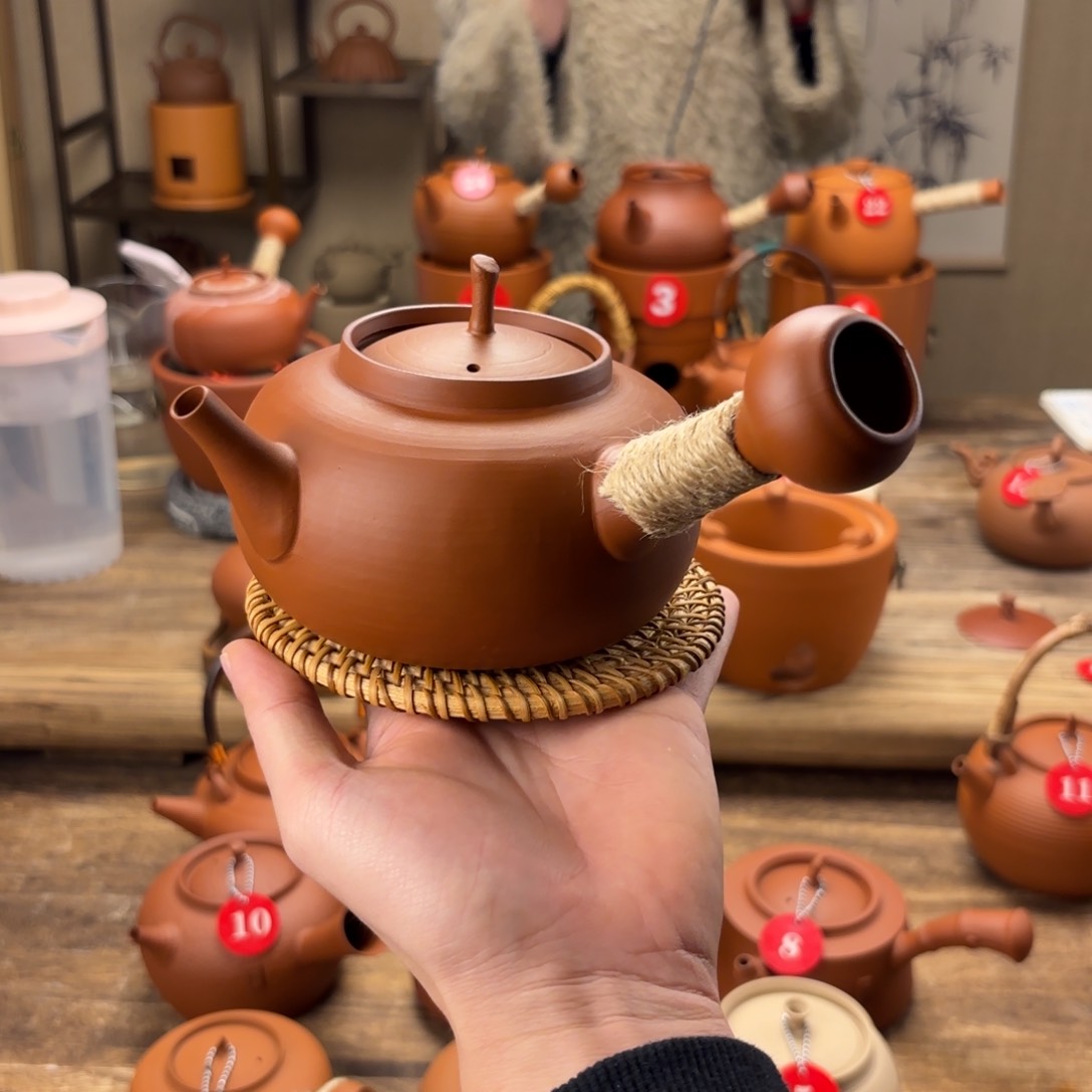 煮水煮茶甘甜 潮州砂铫壶 搭藤垫