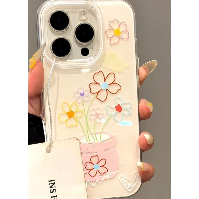 OKY白色IMD满屏花朵手机壳适用16promax防摔iphone15新款保护套