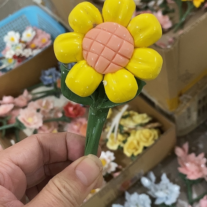 瓷片纯手工陶瓷花摆件1瑕疵