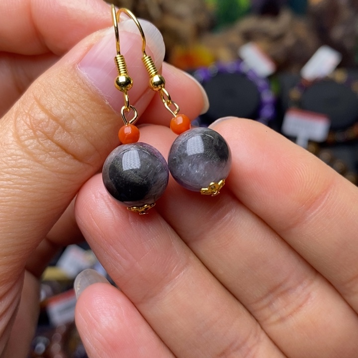 A020紫烟极光耳勾银S925镶嵌水晶