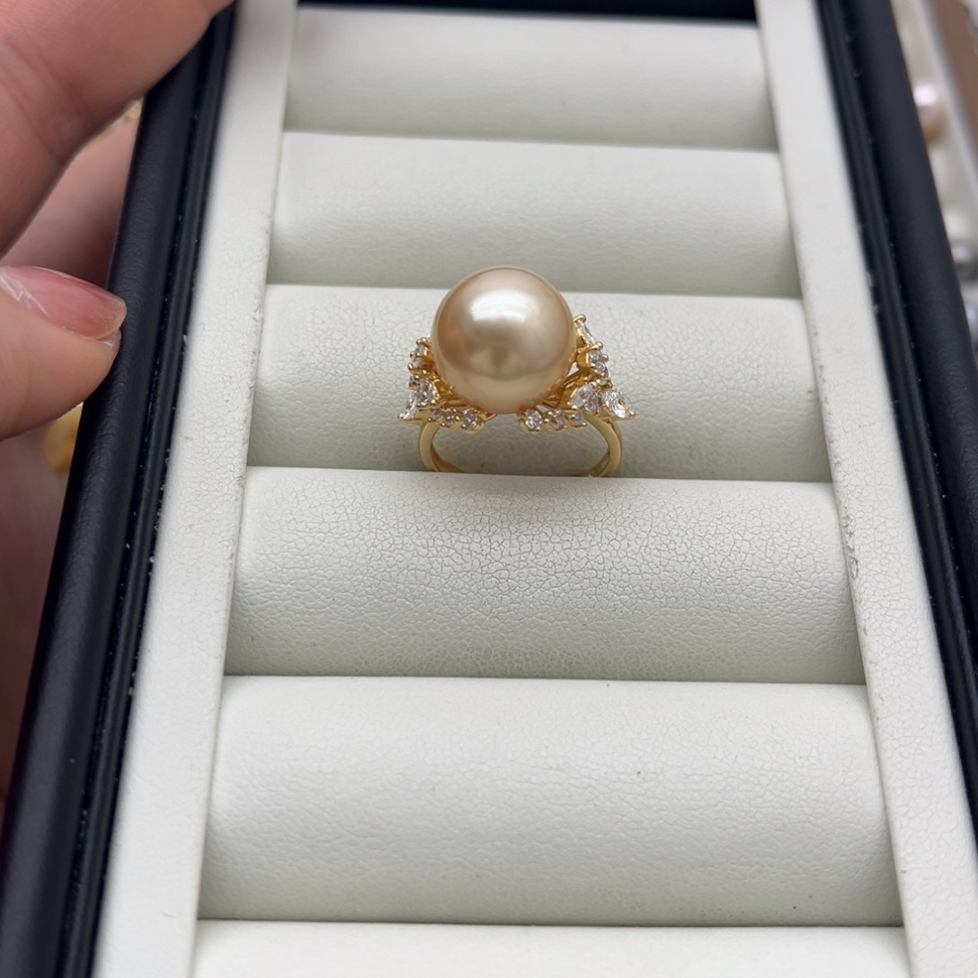 银S925镶嵌海水珍珠戒指