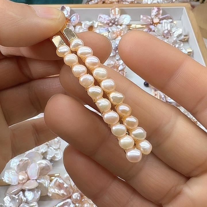 淡水珍珠发饰银S925镶嵌