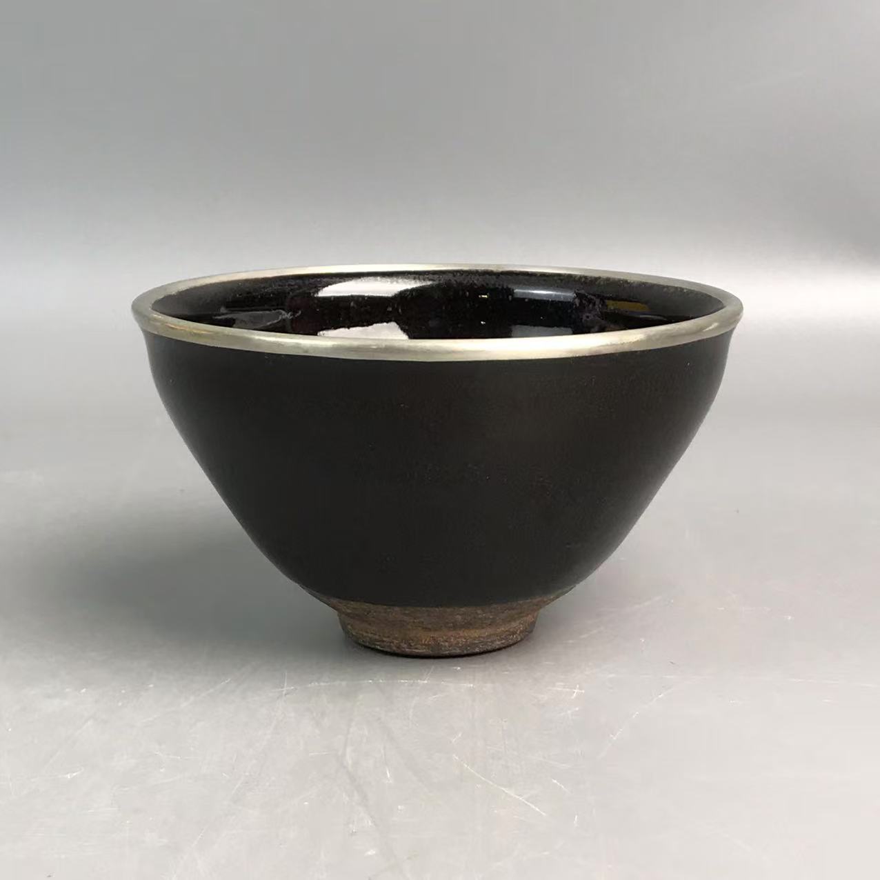 建阳窑包银口茶盏