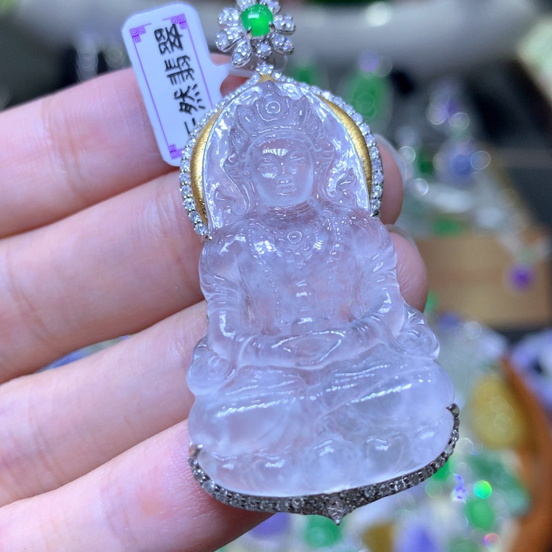 【闪购商品】翡翠颈饰18K金镶嵌翡翠吊坠项链