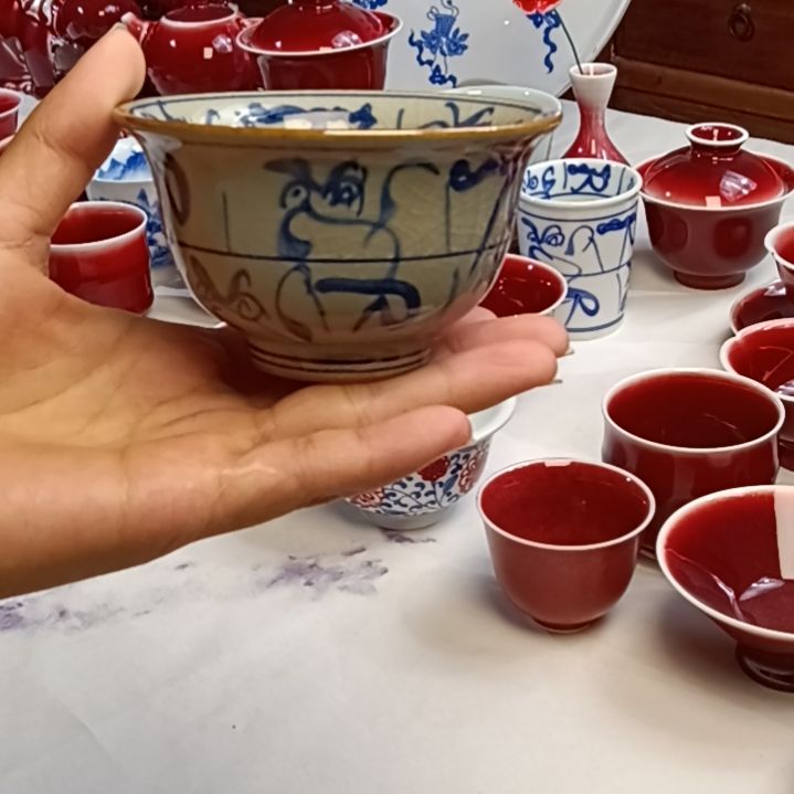 陶景德镇纯手工柴窑压手杯