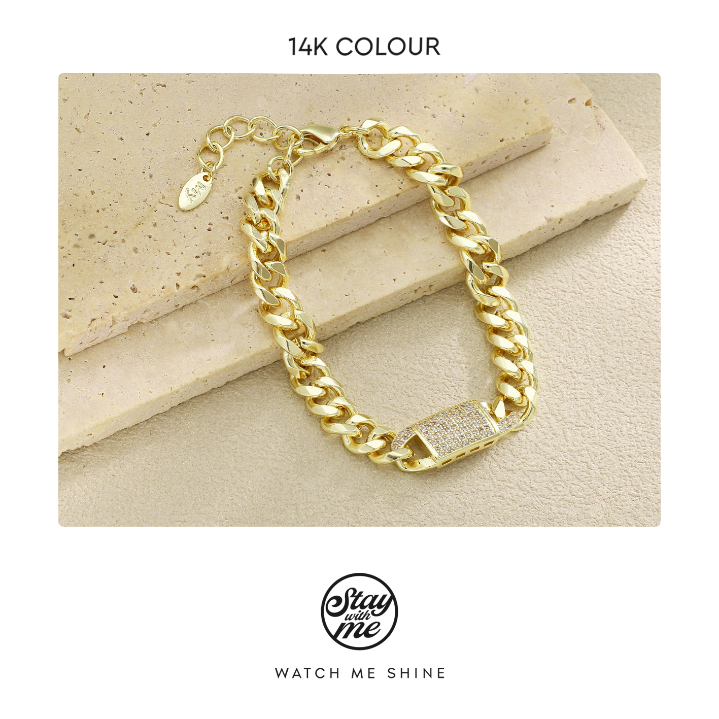 STAY WITH ME 铜合金合成锆石手链 小众设计b0156手链