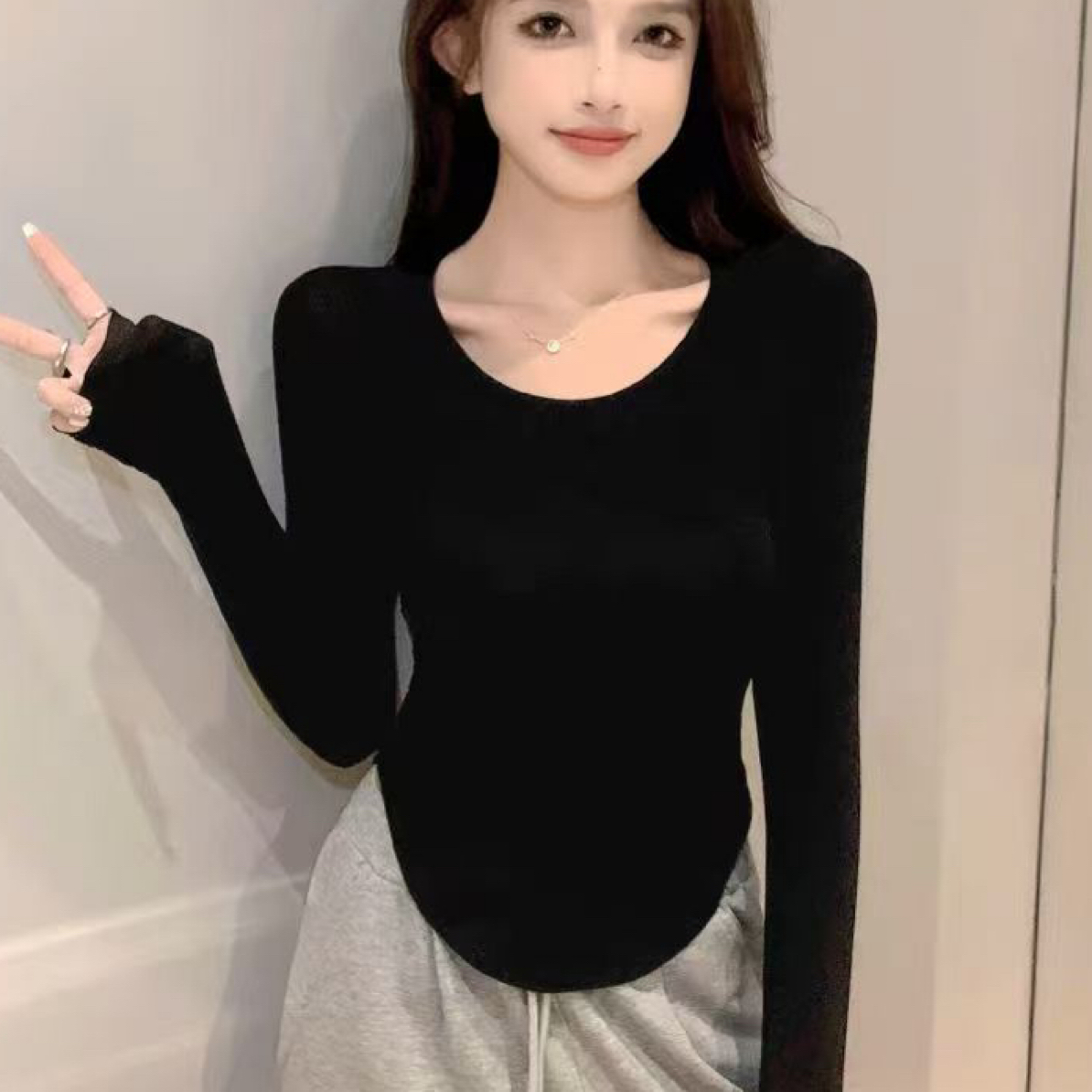 31039【胖小肉推荐】新款显瘦长袖打底