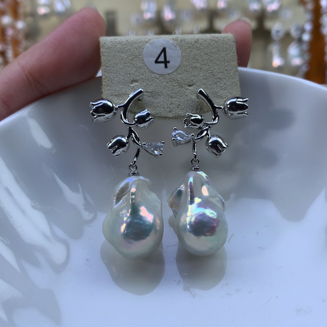 合金淡水珍珠耳环特价4号