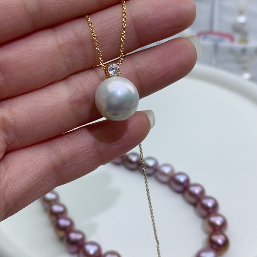 淡水珍珠吊坠(赠链)银S925镶嵌