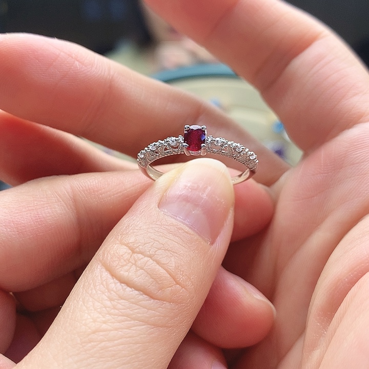 红宝石戒指银S925镶嵌