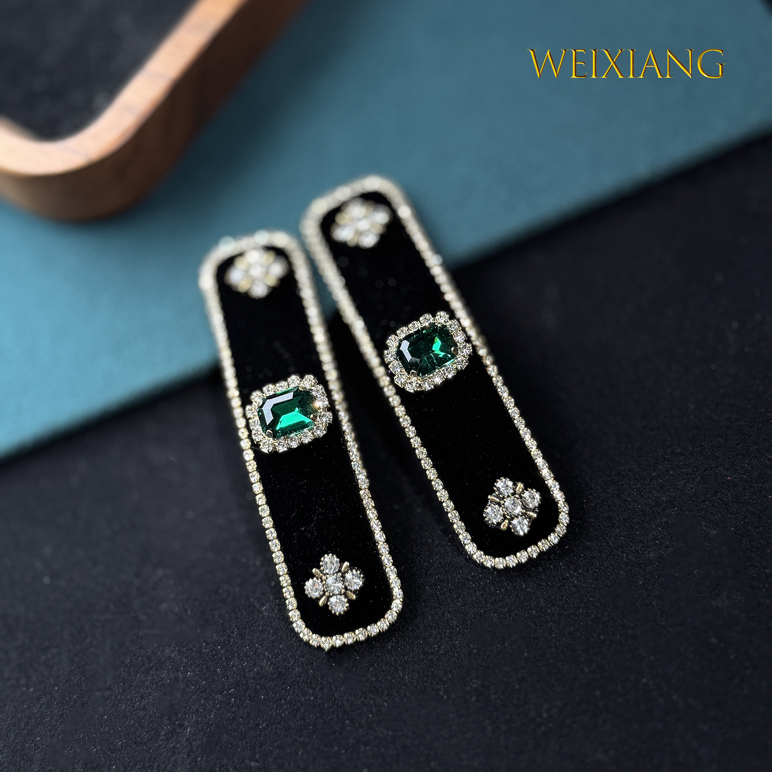 weixiang/薇香62高定款轻奢全丝绒水钻一字夹刘海侧边夹发夹卡子
