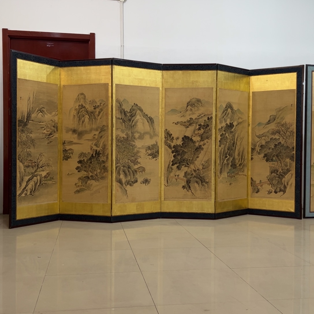 绘画山水屏风框画茶空间设计