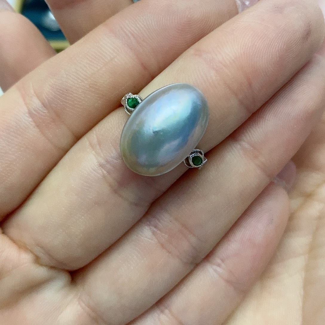 【闪购商品】拼合珍珠（马贝珠）戒指银S925镶嵌22