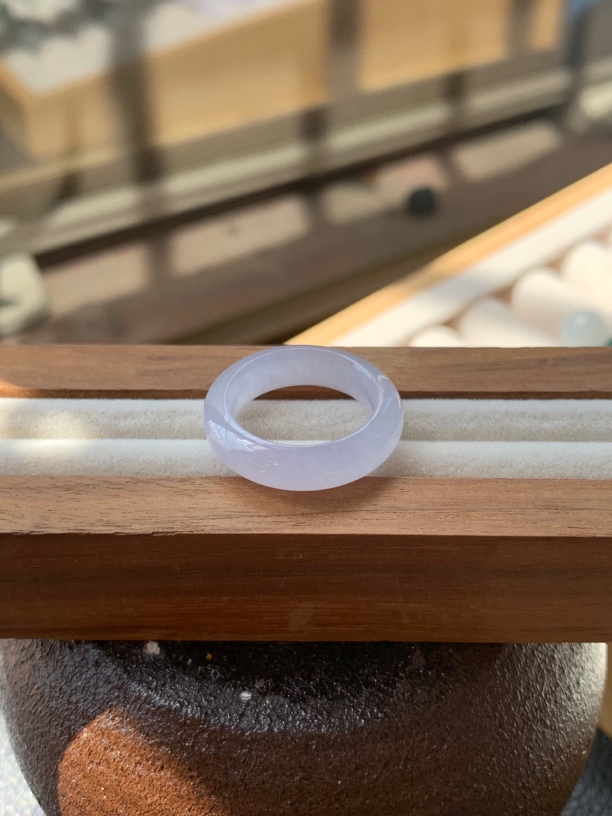 天然缅甸翡翠a货-冰紫戒圈圈口10 （厚径4.1 宽5.5mm）