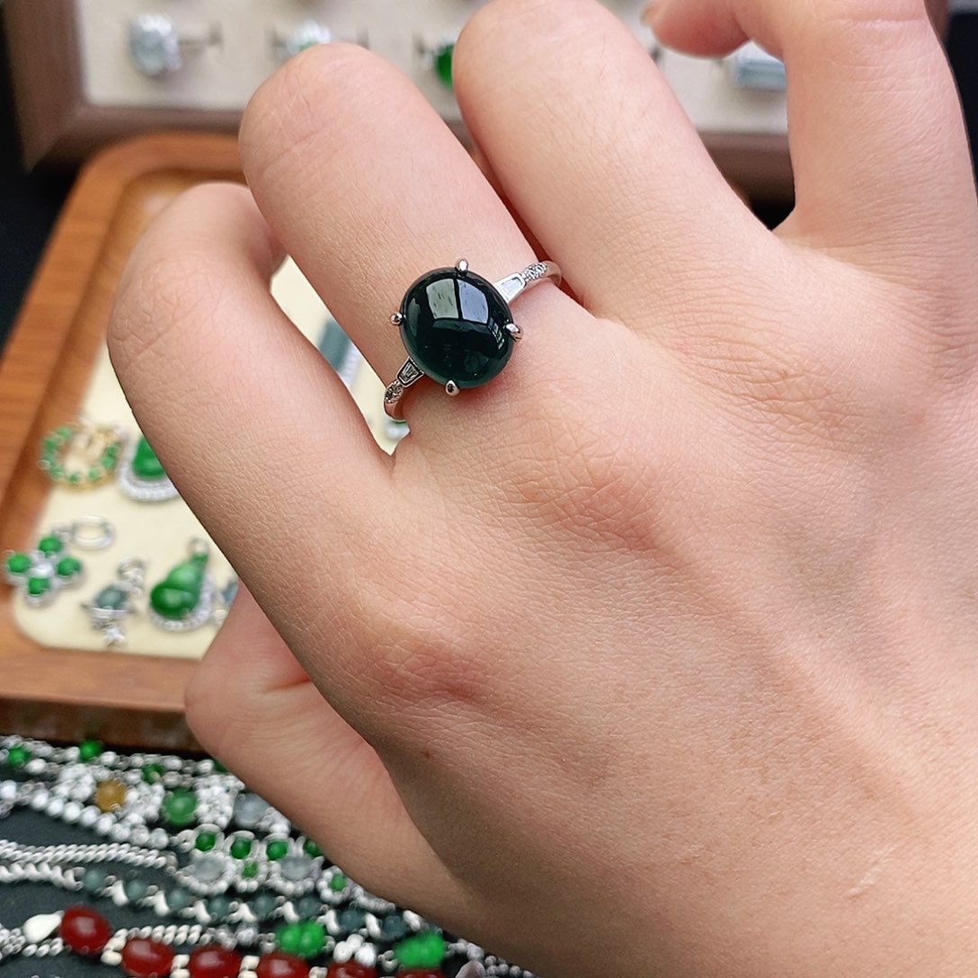 香***香翡翠银S925镶嵌戒指