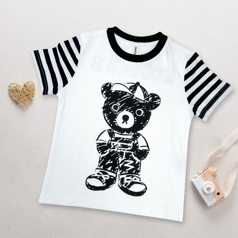 4122【小黑熊】休闲儿童短袖