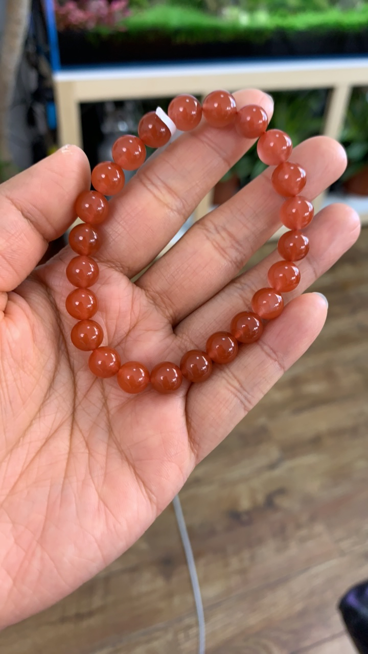 南红8mm杨柳冰红手串
