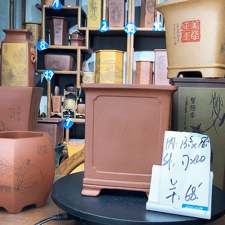 紫砂红泥四方盆68