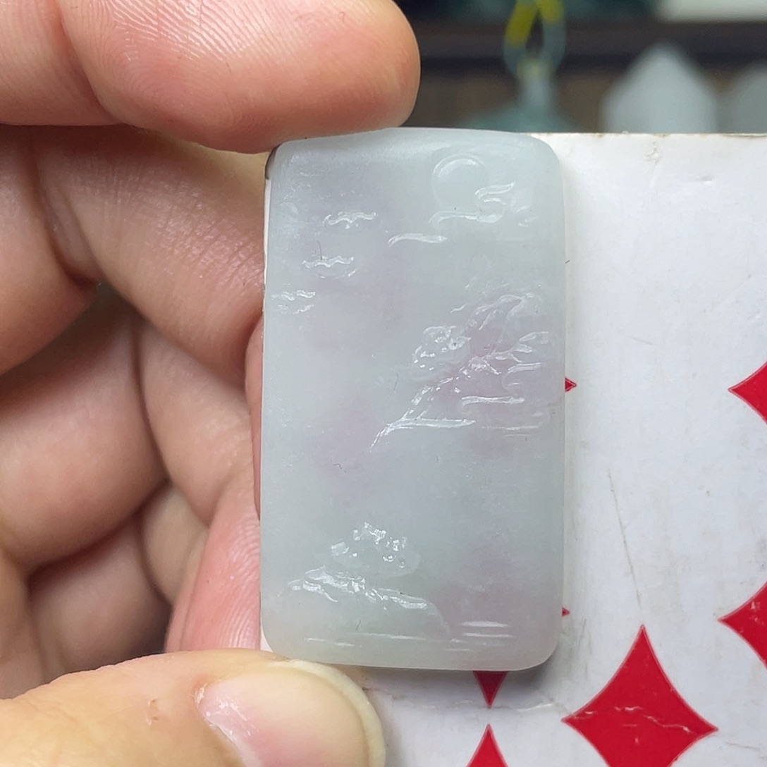 定制翡翠未镶嵌冰种山水牌