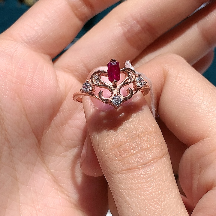 戒指银S925镶嵌红宝石