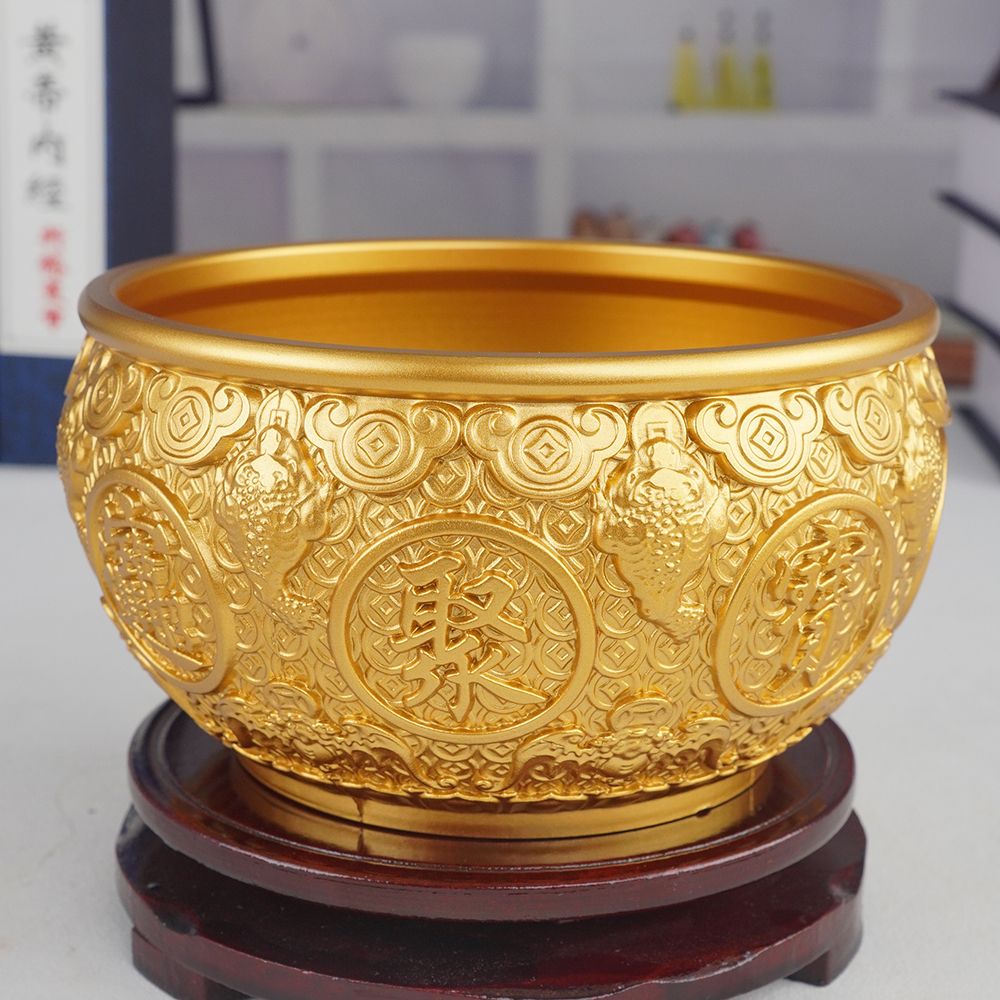 大口径全套-金蟾金钱聚宝盆家居办公室装饰工艺品高档摆件